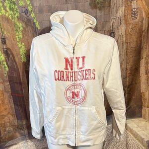 NU Cornhuskers White Zip-Up Hoodie